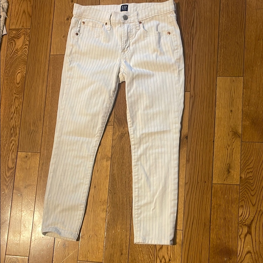 GAP Women's White Pinstripe Skinny Jeans